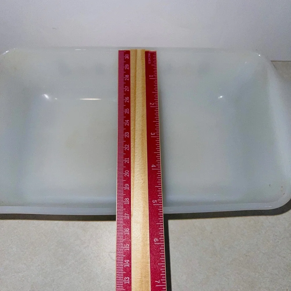 Fire-King Atomic Starburst Milk Glass Loaf Pan White Blue Gold Vintage MCM
